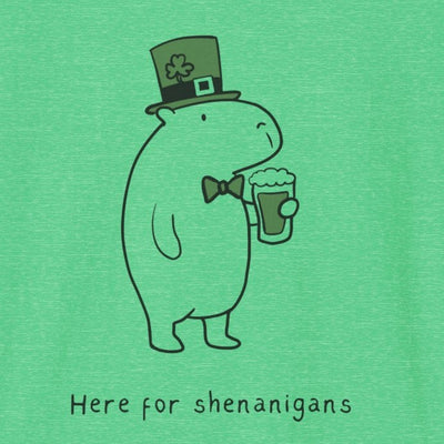 Funny St. Patrick’s Day Shirt – Here for Shenanigans Capybara Tee