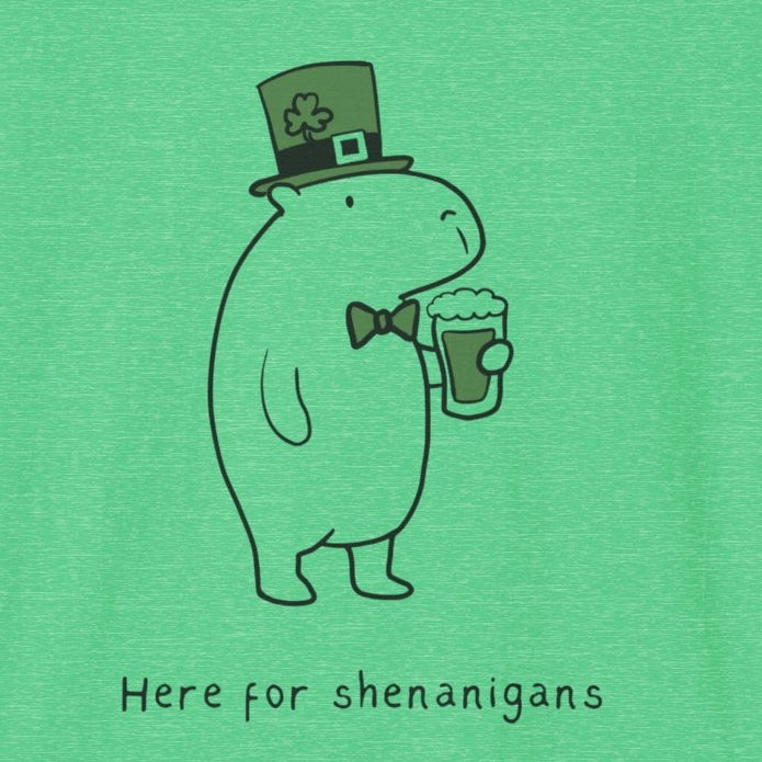 Funny St. Patrick’s Day Shirt – Here for Shenanigans Capybara Tee
