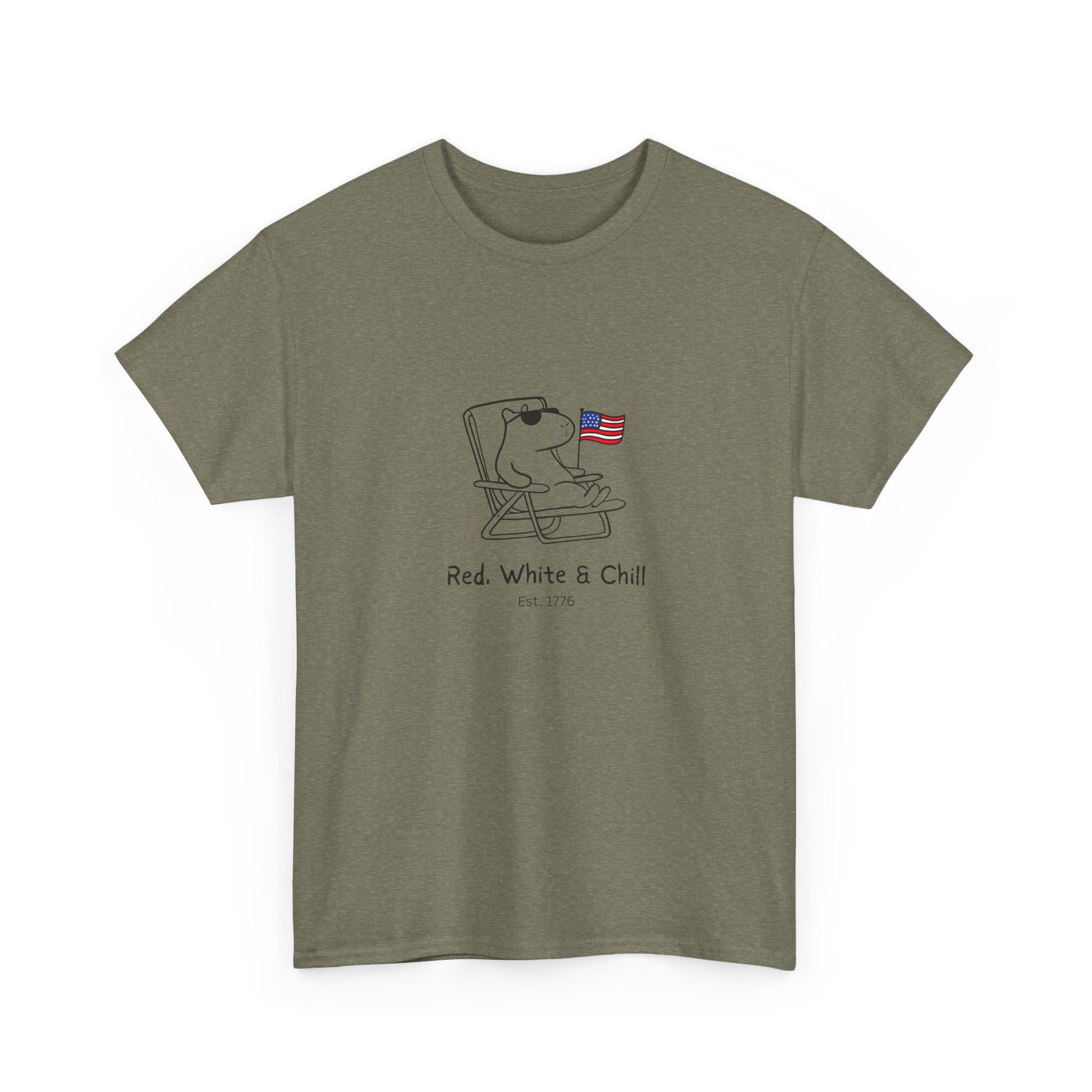 Funny USA Shirt – "Red, White & Chill" Capybara Heavy Tee