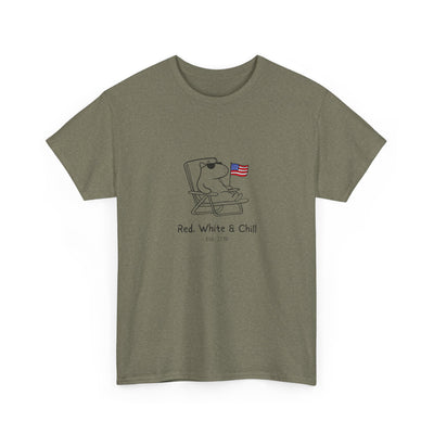 Funny USA Shirt – "Red, White & Chill" Capybara Heavy Tee