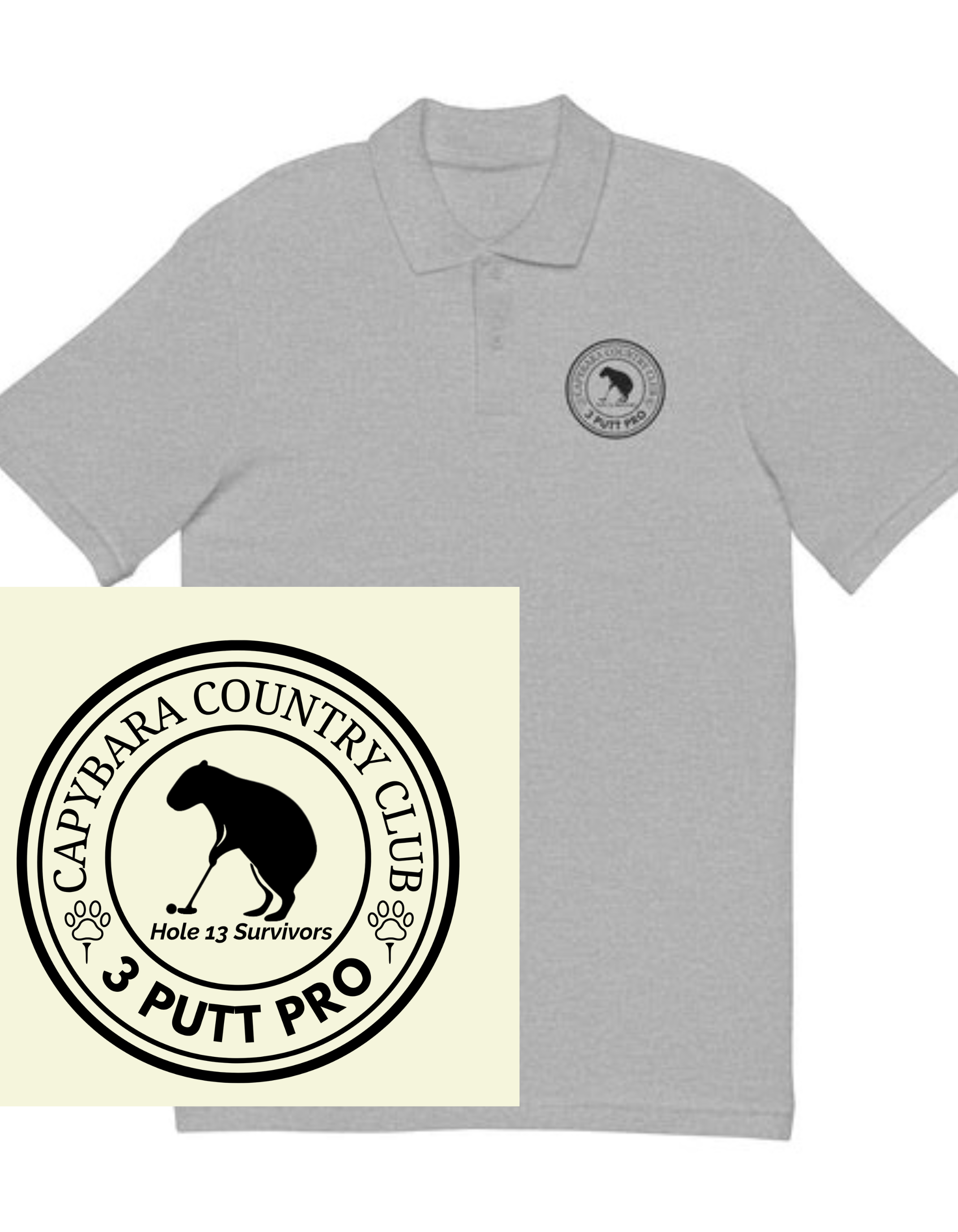 🏌️‍♂️ Capybara Country Club™ Embroidered Polo – 3 Putt Pro Edition