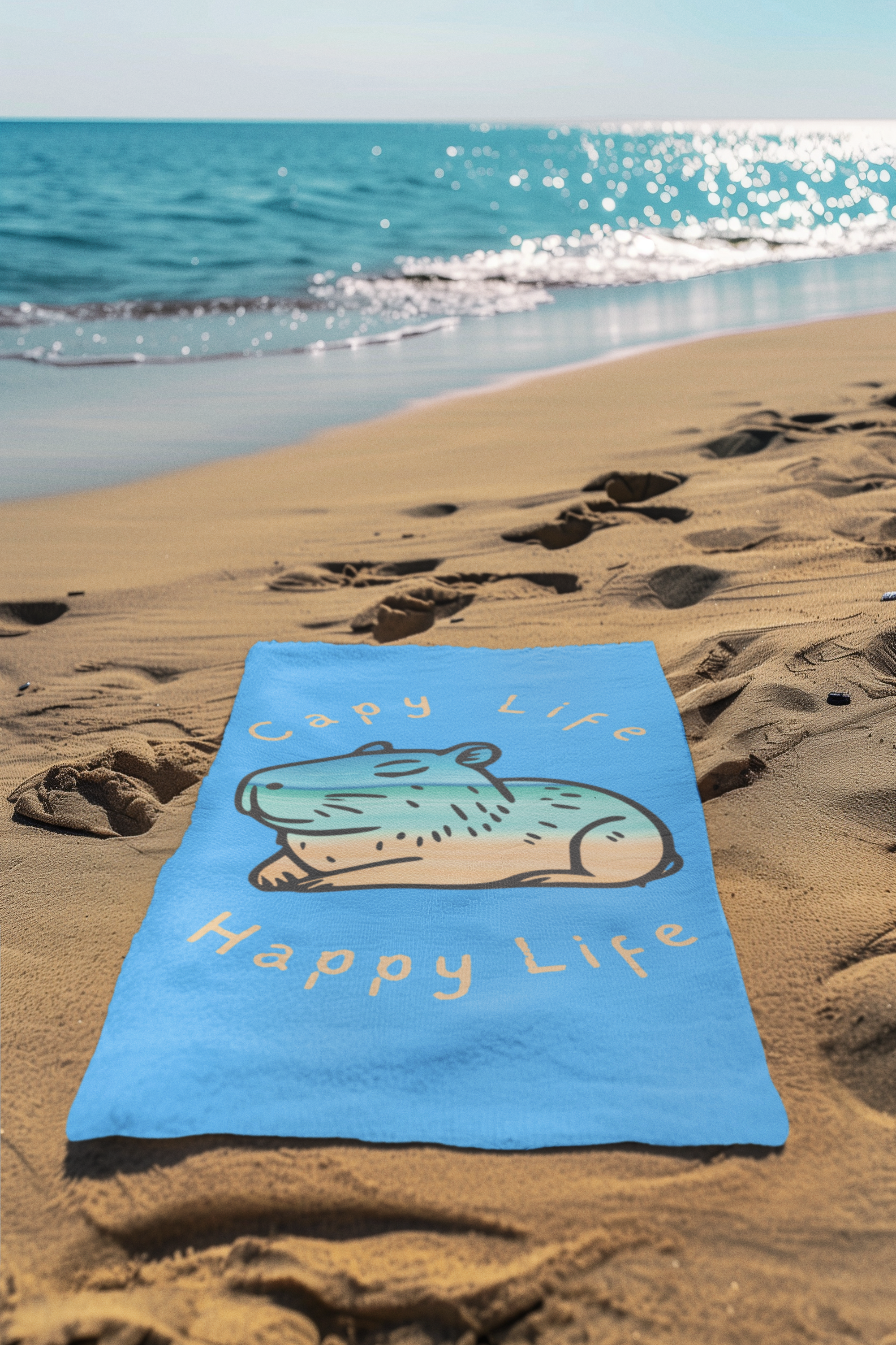 Living the Chill Life Capybara Beach Towel