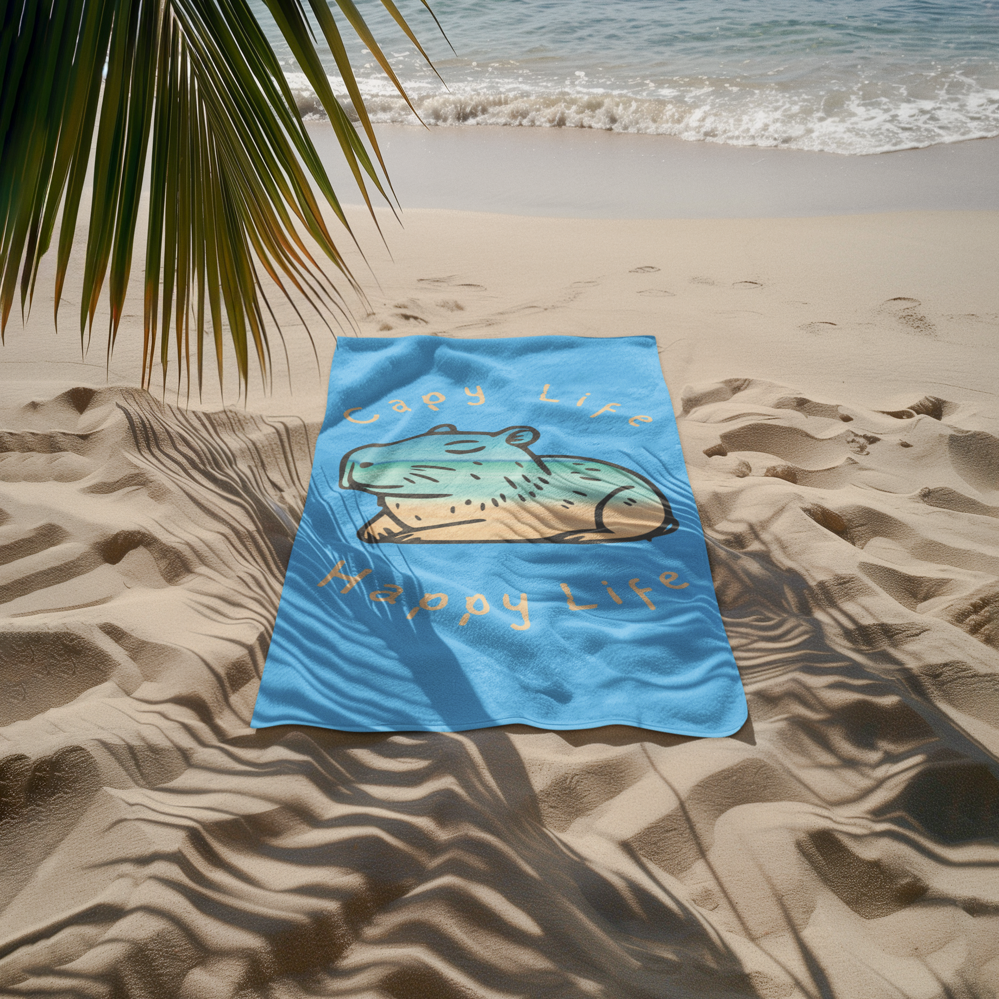 Living the Chill Life Capybara Beach Towel