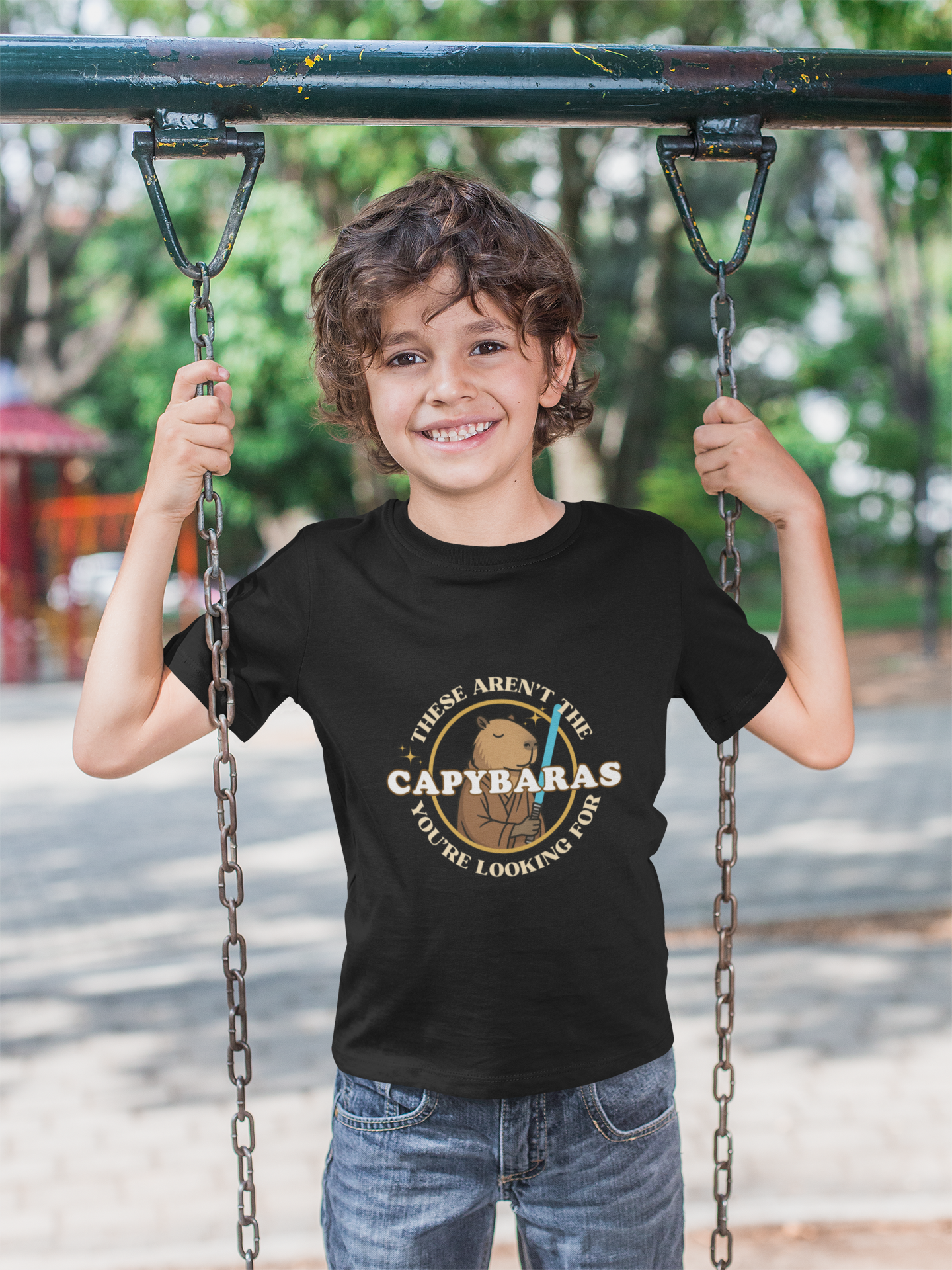 Star Wars-Inspired Shirt – These Aren’t the Capybaras You’re Looking For – Minimalist Capybara Tee – Geeky Gift for Kids – Chill Sci-Fi Unisex Youth Tee
