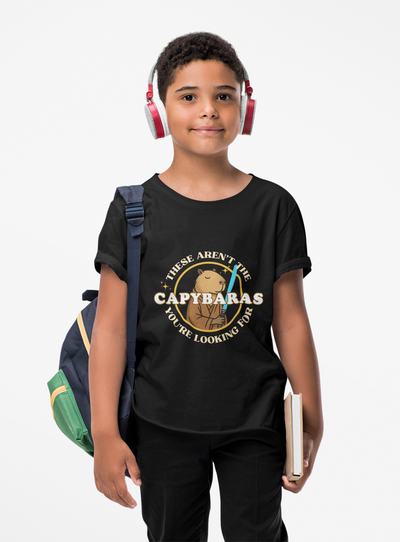 Comic Star Paws Shirt – These Aren’t the Capybaras You’re Looking For – Minimalist Capybara Tee – Geeky Gift for Kids – Chill Sci-Fi Unisex Youth Tee