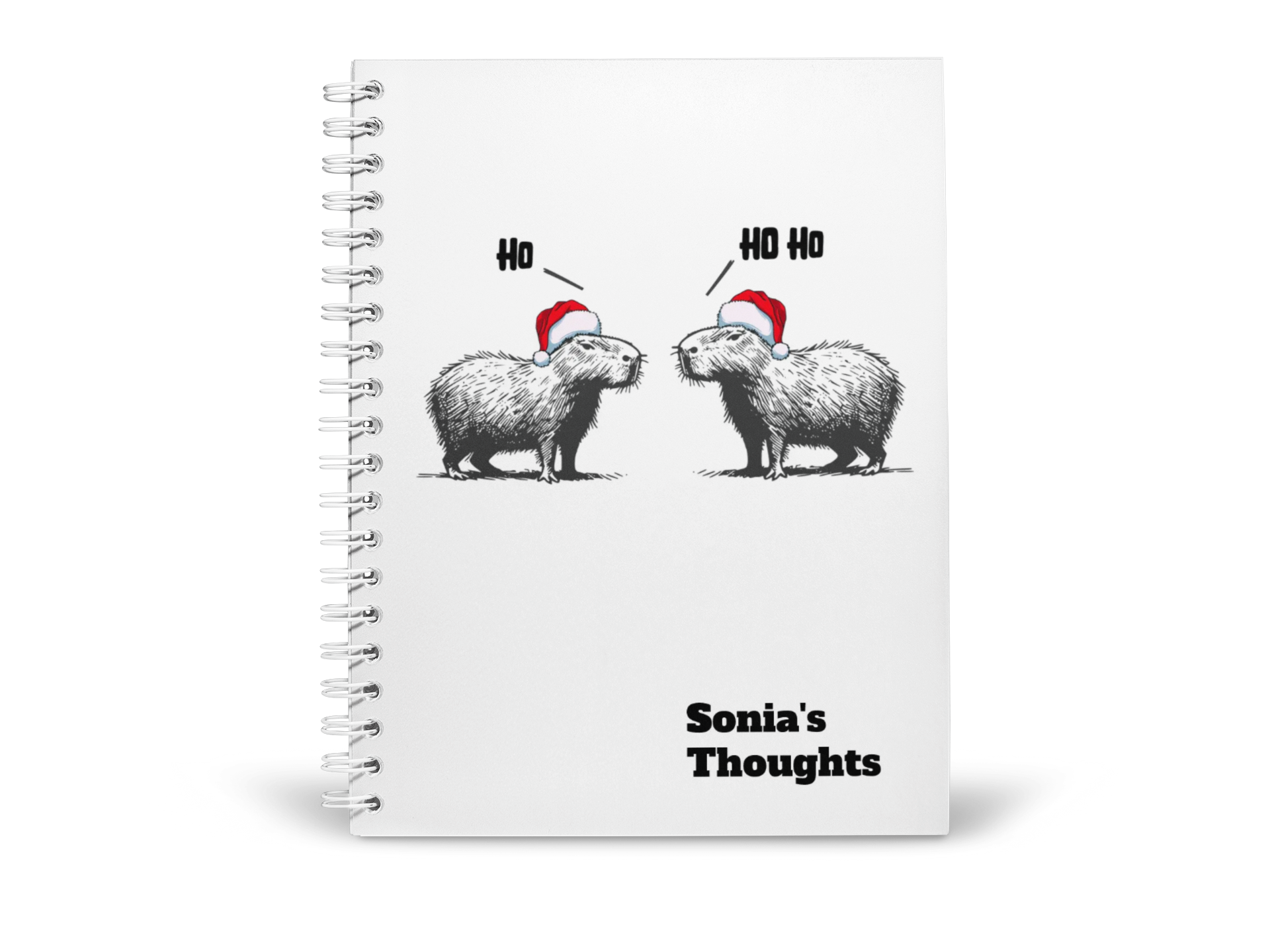 Personalized Capybara Christmas Notebook | Funny Holiday Journal | Cozy Winter Gift for Teachers, Students & Writers | Capy Life Stationery
