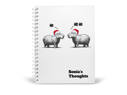 Personalized Capybara Christmas Notebook | Funny Holiday Journal | Cozy Winter Gift for Teachers, Students & Writers | Capy Life Stationery