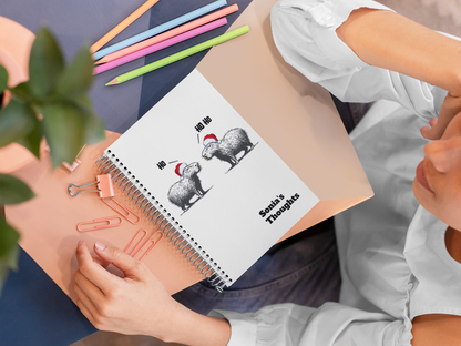 Personalized Capybara Christmas Notebook | Funny Holiday Journal | Cozy Winter Gift for Teachers, Students & Writers | Capy Life Stationery
