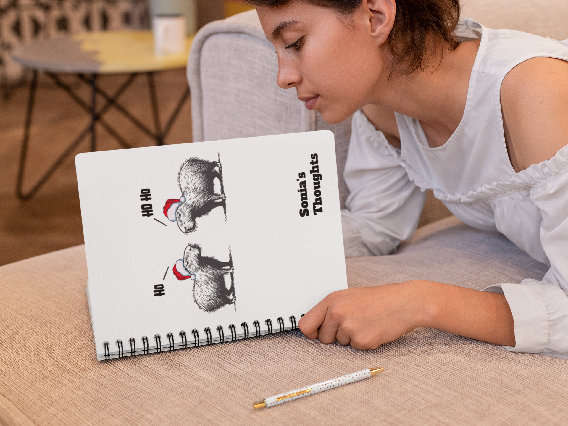 Personalized Capybara Christmas Notebook | Funny Holiday Journal | Cozy Winter Gift for Teachers, Students & Writers | Capy Life Stationery