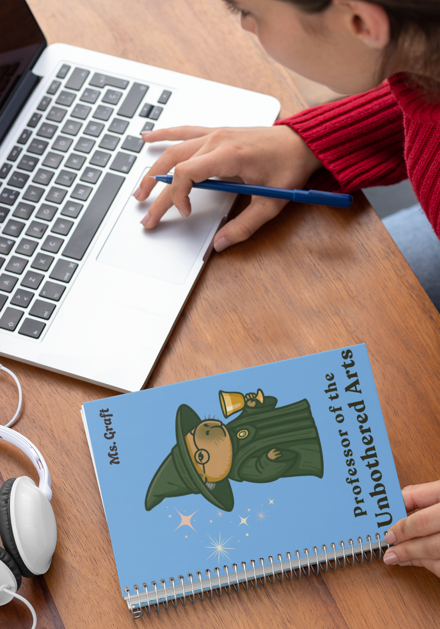 Professor of the Unbothered Arts Notebook | Personalized Wizard Journal | Custom Name Gift for Teachers & Potter Fans | Capybara Notebook