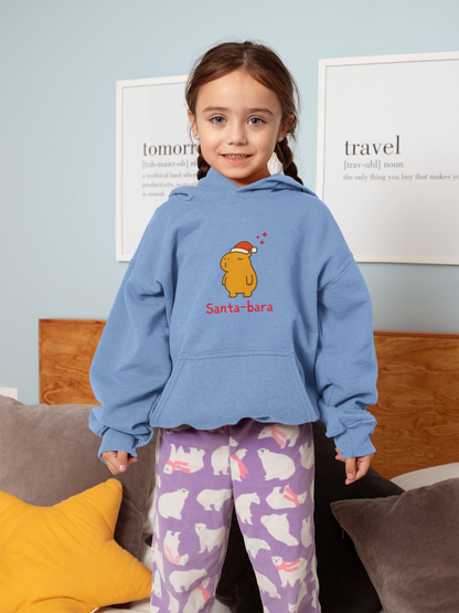 Santa-bara Kids Hoodie — Cute Christmas Capybara Hoodie for Children | Cozy Holiday Sweatshirt
