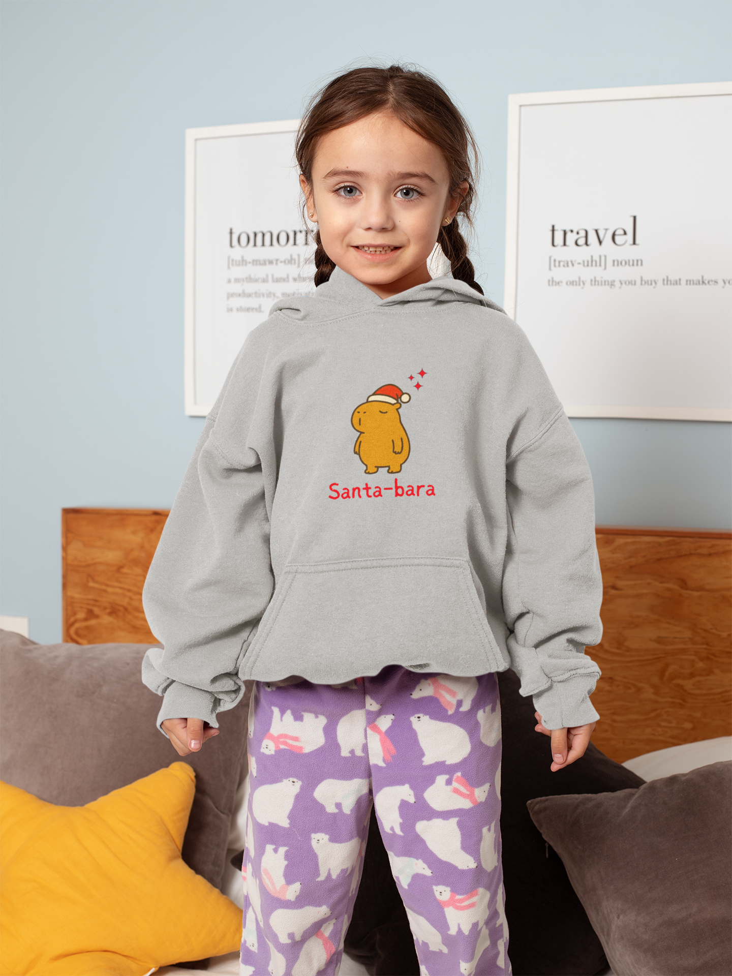 Santa-bara Kids Hoodie — Cute Christmas Capybara Hoodie for Children | Cozy Holiday Sweatshirt