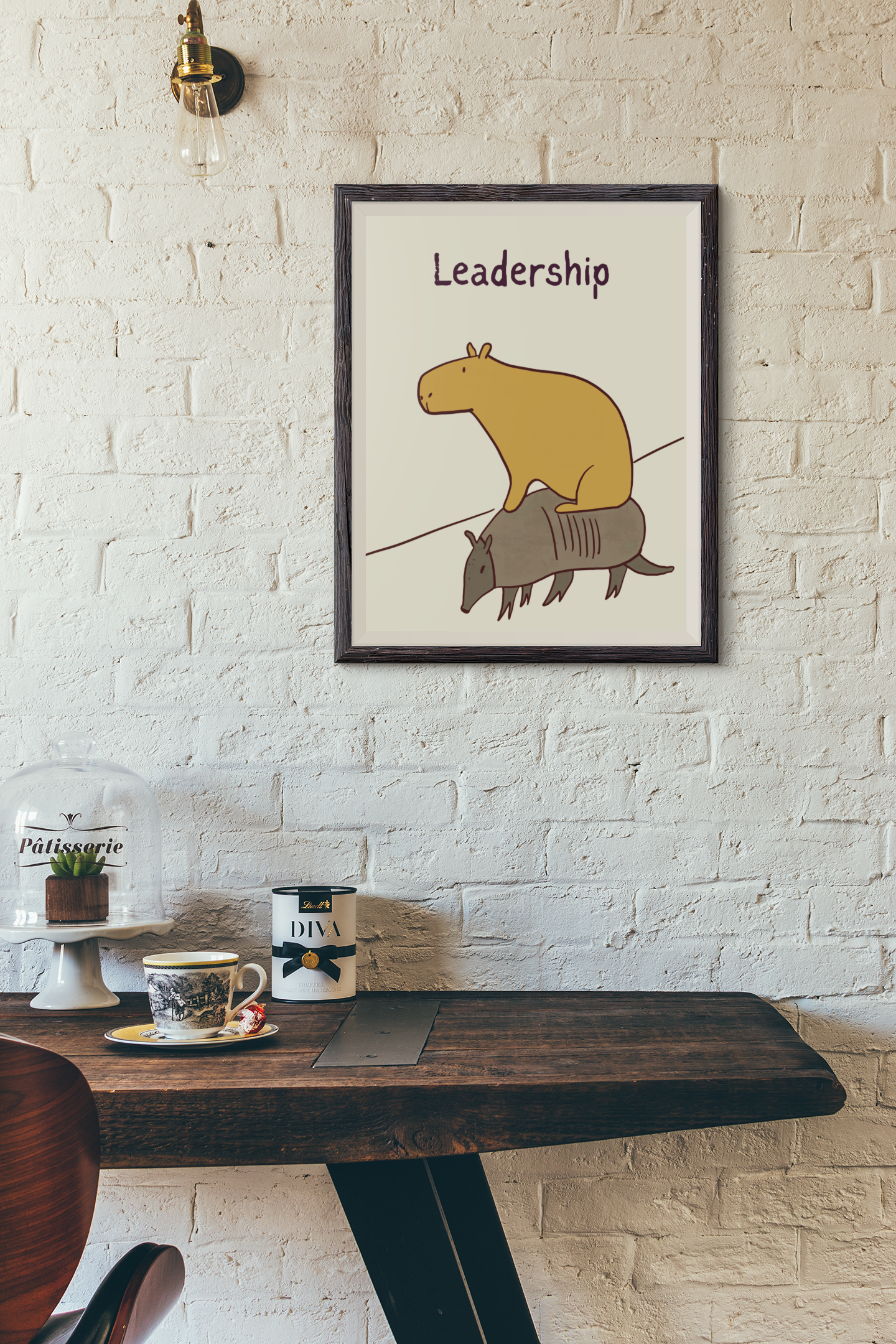 Funny Leadership Wall Art – Capybara Poster Print for Office Decor, Minimalist Motivational Wall Art, Humorous Boss Gift
