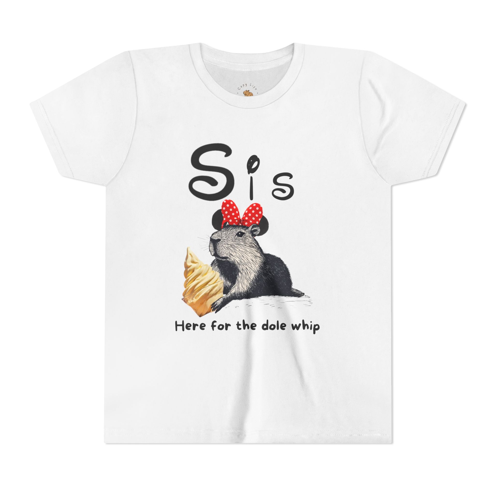 Sis Theme Park Here for the Dole Whip Tee -  Capybara Youth Unisex Jersey Short Sleeve Shirt