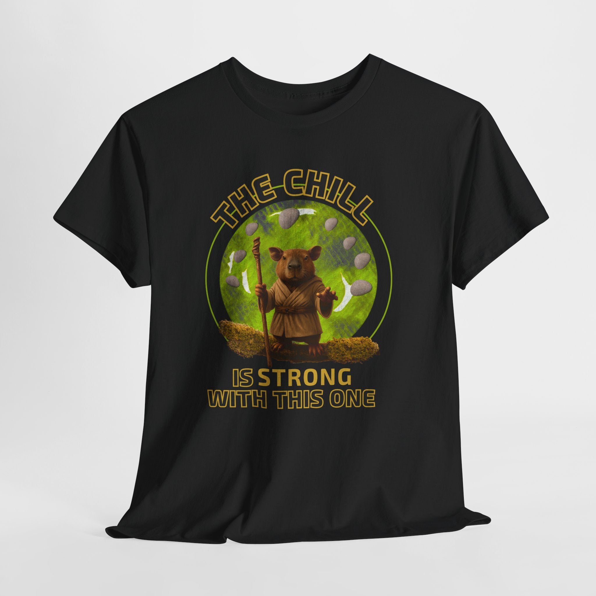 Star Wars Yoda Shirt – Funny Chill Capybara Tee – The Chill Is Strong With This One – Parody T-Shirt for Men Women – Nerdy Gift Idea Unisex Tee
