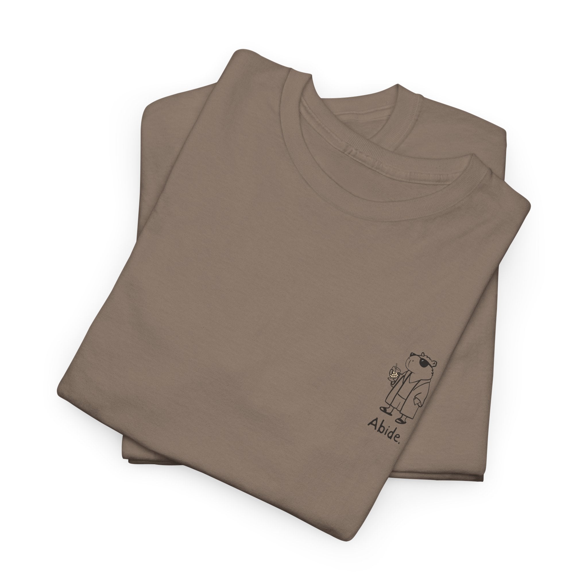 "Abide" Left Logo Capybara Dude Heavy Tee