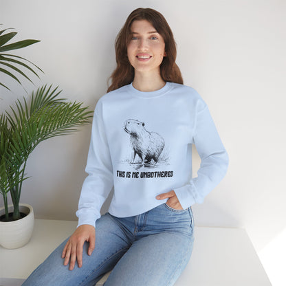 Unisex Capybara Sweatshirt - This Is Me Unbothered | Cozy Minimalist Crewneck