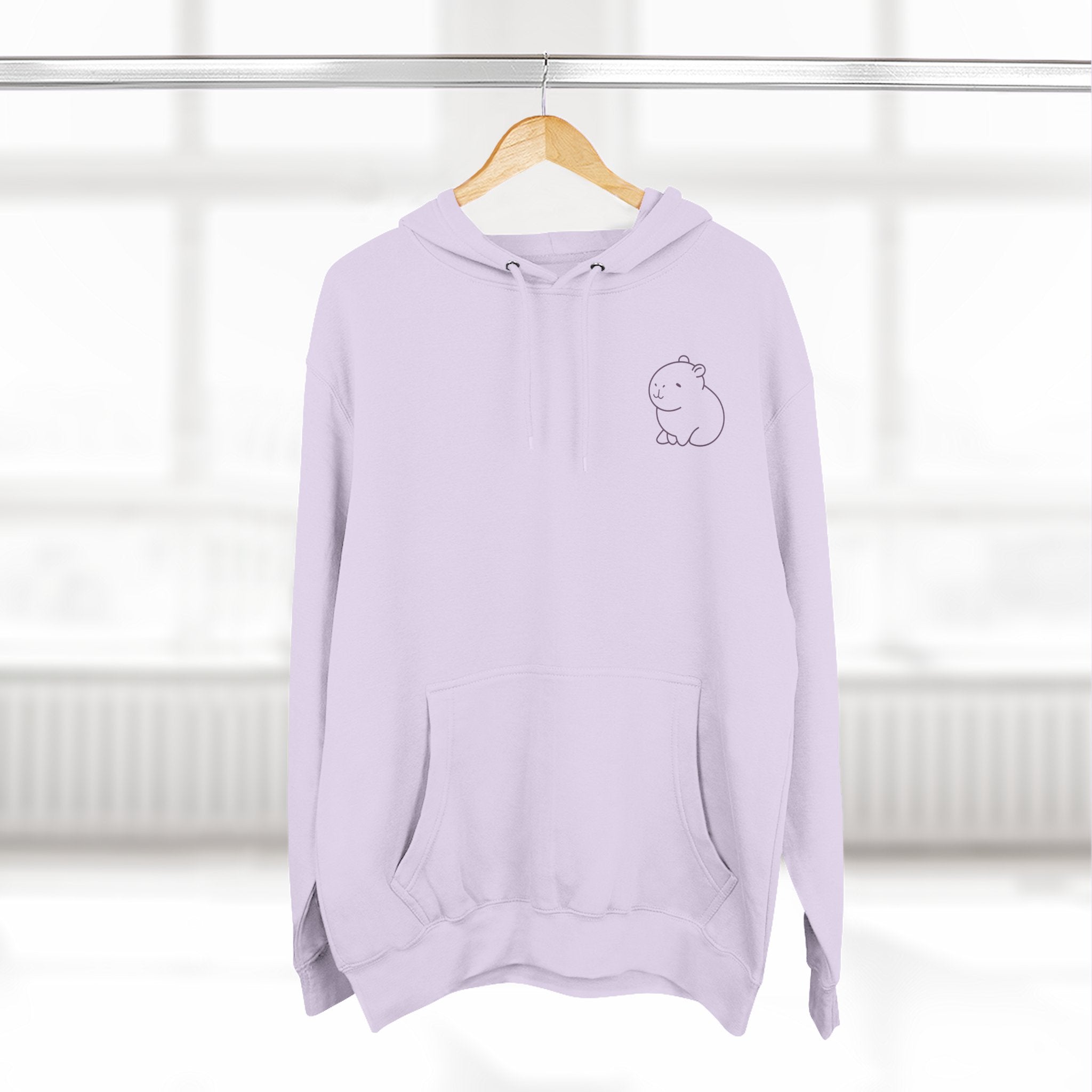 In My Unbothered Era Hoodie – Capybara Front Logo + Retro Sun Back Print – Premium Lane Seven Fleece Hoodie