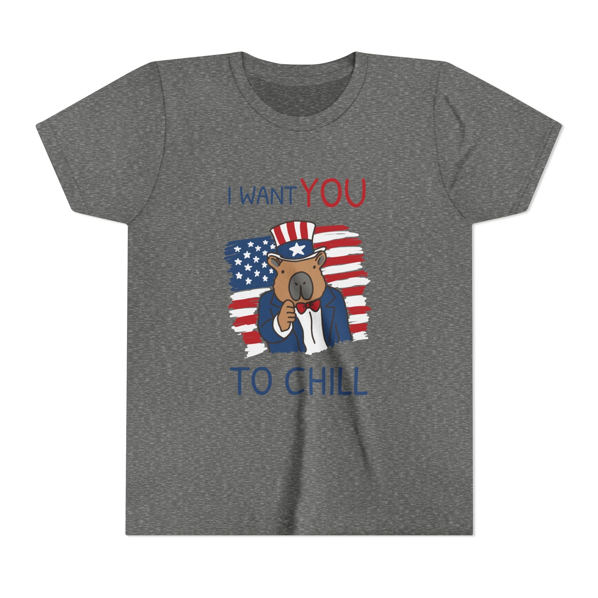 Kids Patriotic Shirt – “I Want You to Chill” Capybara Tee