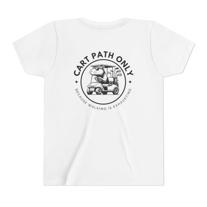 Funny Kids Golf Tee – Cart Path Only Capybara Tee – Country Club Style with Funny Golf Vibes – Chill Youth Polo Alternative