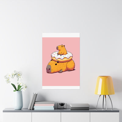 Cute & Funny Capybara Wall Art Print – Capybara Donut Bliss