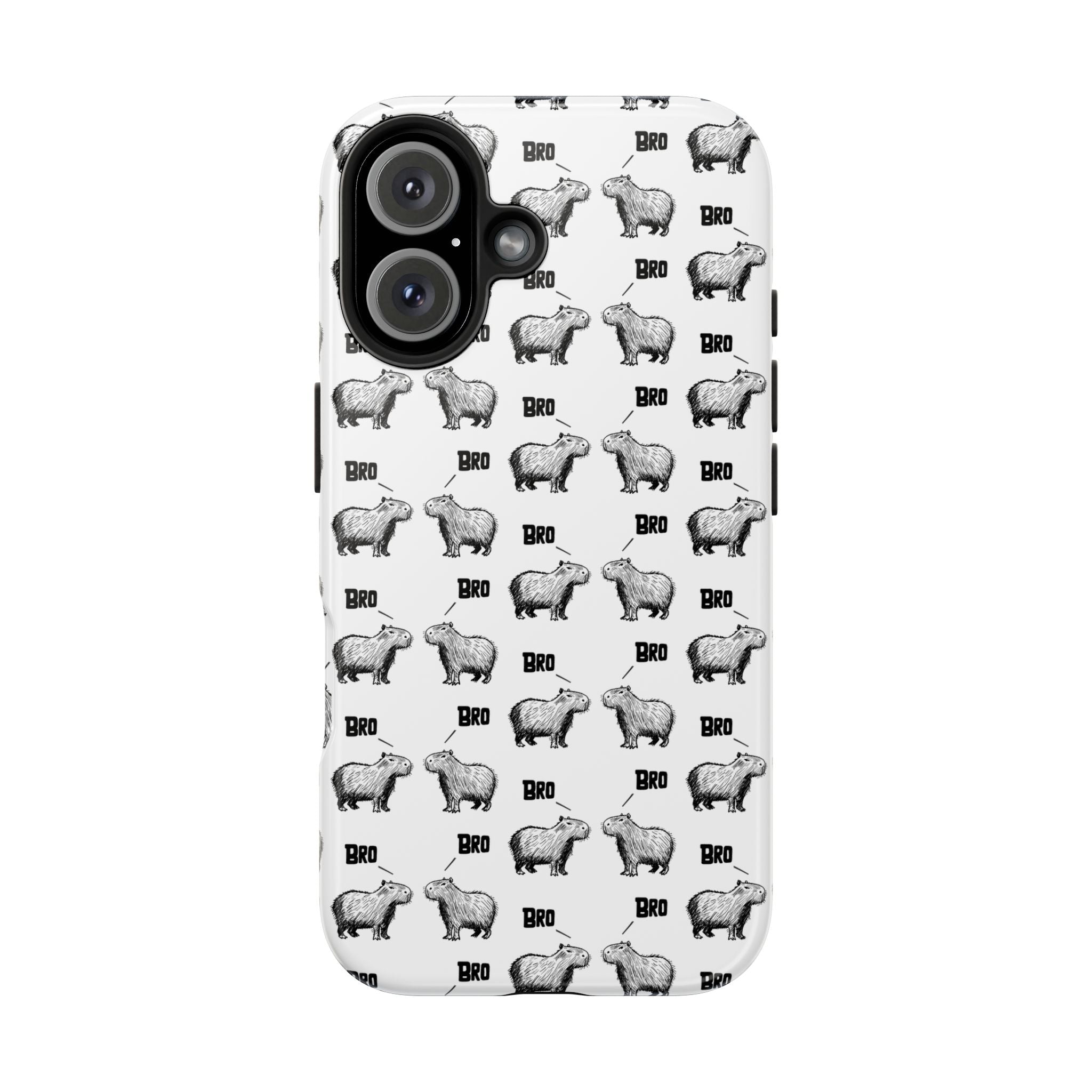 “Bro, Bro" Patterned Funny Capybara Phone Case