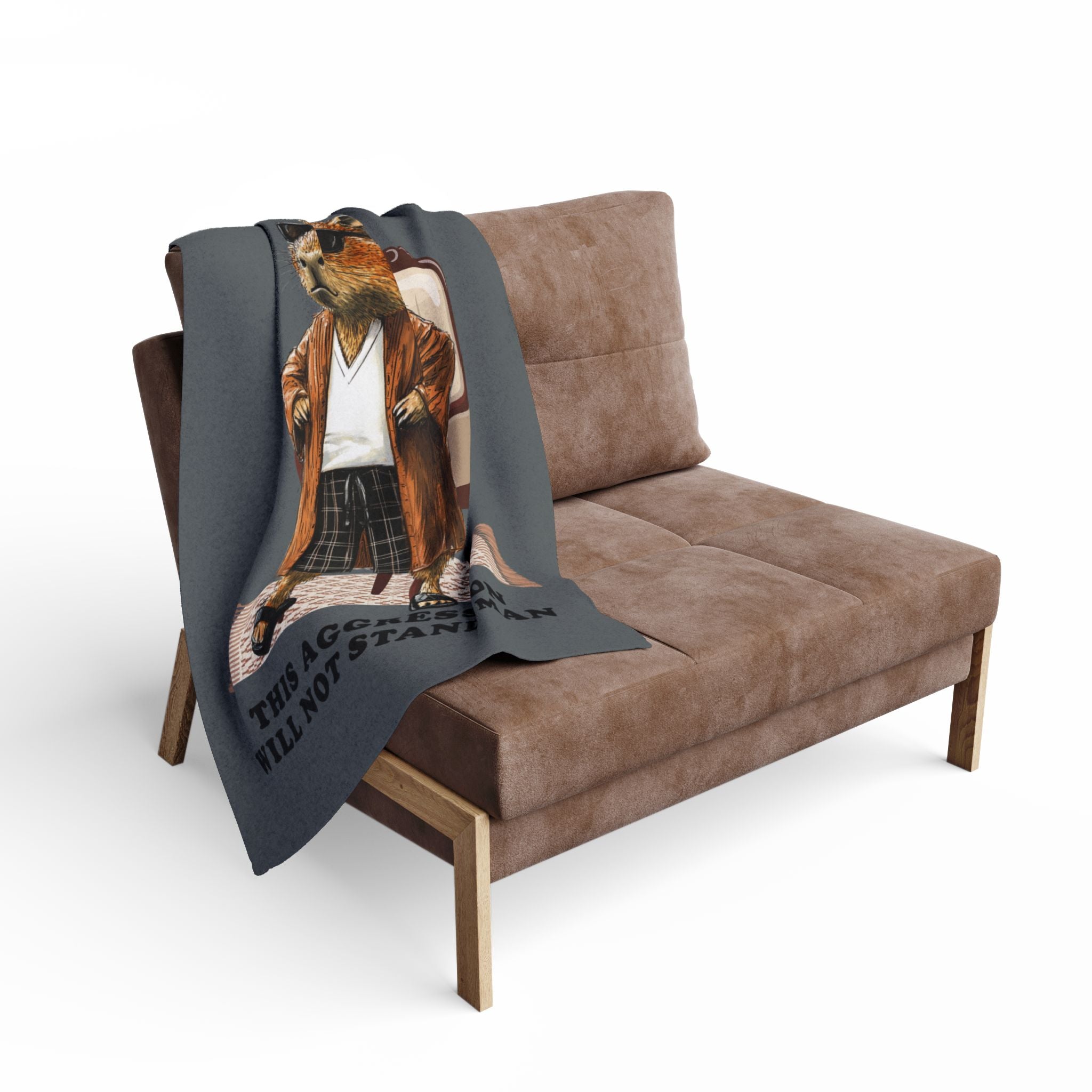 Fleece Blanket - Big Lebowski Inspired Capybara - 'This aggression will not stand, man'