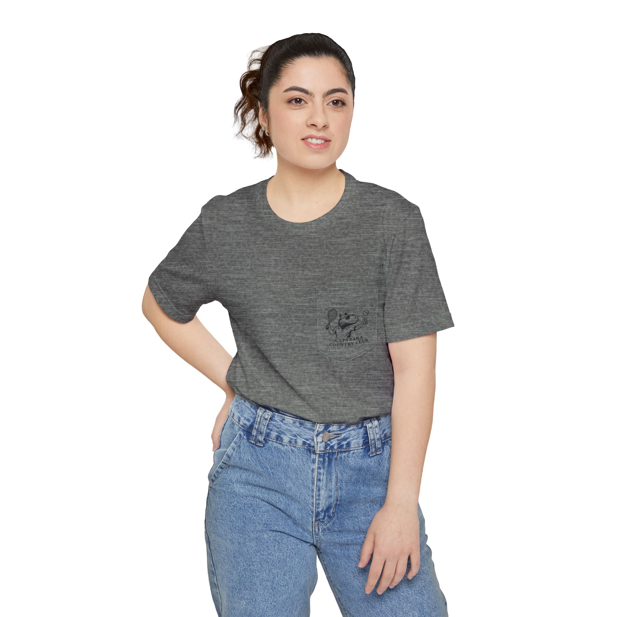 Capybara Tennis Pocket Tee – Funny Line Judge Shirt for Adults – Country Club Back Graphic – Capy Life Sports Collection