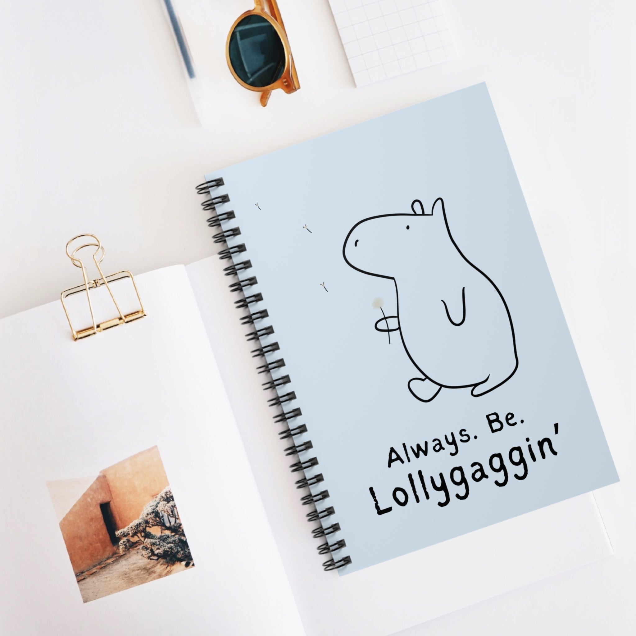 Minimalist Capybara Notebook – “Always Be Lollygaggin’” Journal