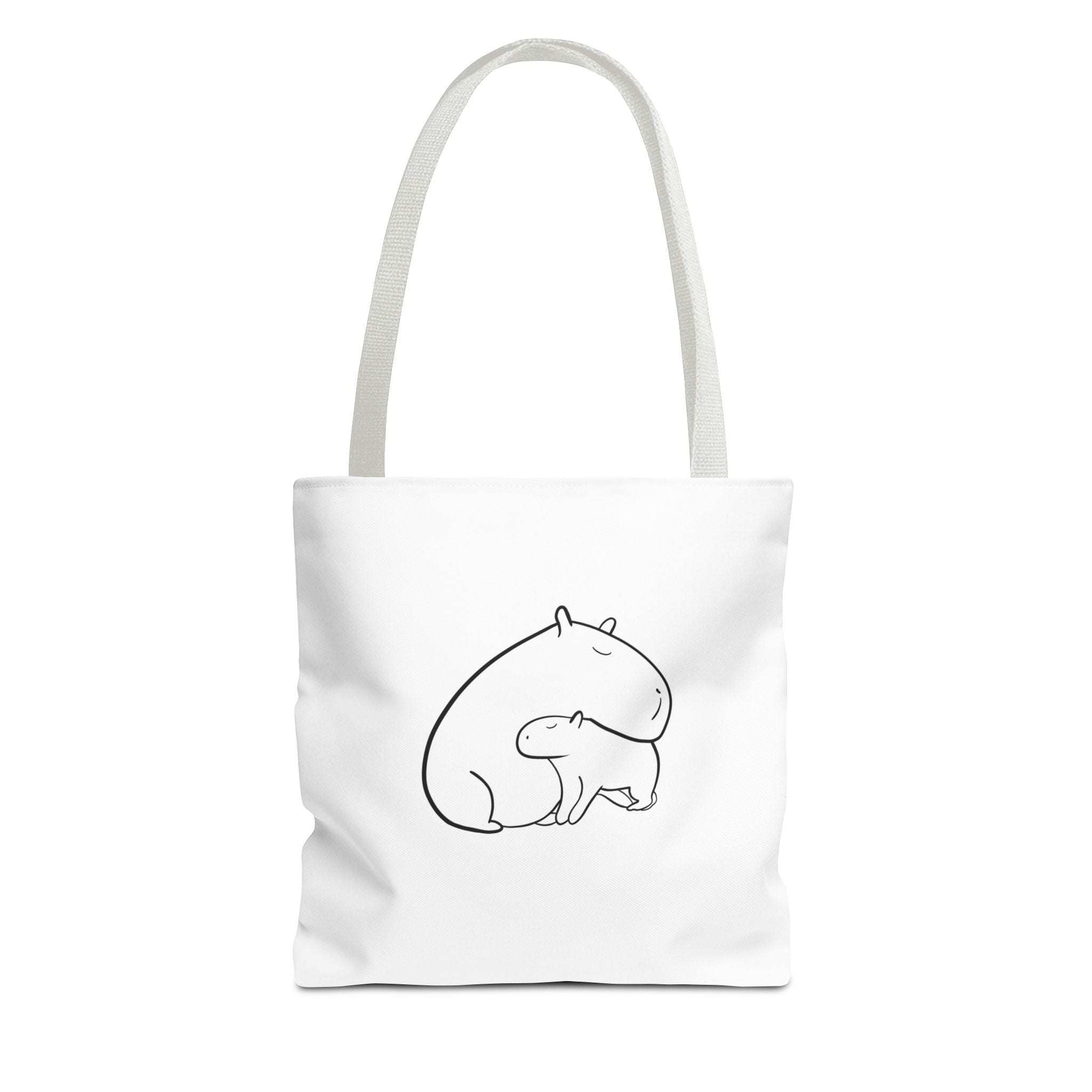 Minimalist Cozy Capybara Tote - Mom & Baby Cuddles Premium Tote Bag