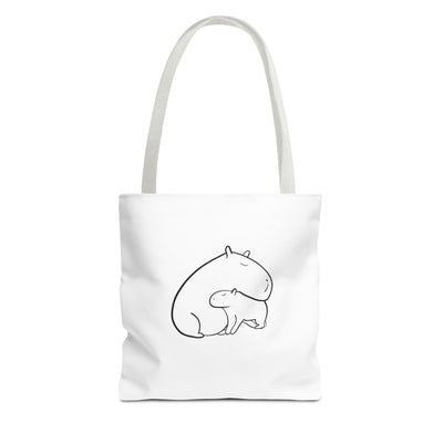Minimalist Cozy Capybara Tote - Mom & Baby Cuddles Premium Tote Bag