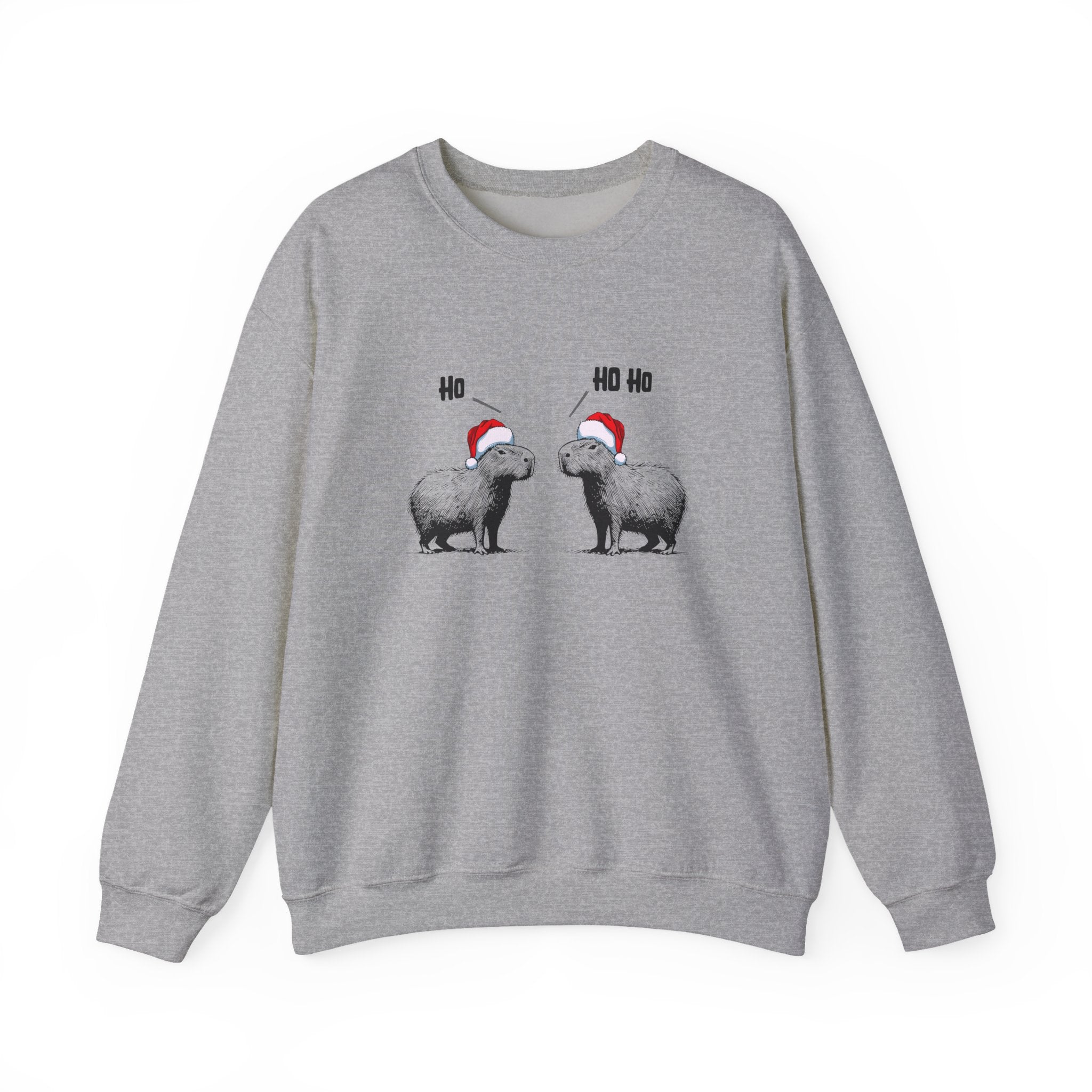 Ho Ho Ho Capybara Christmas Sweatshirt – Cute Minimalist Holiday Sweater (Unisex, Cozy Winter Gift)