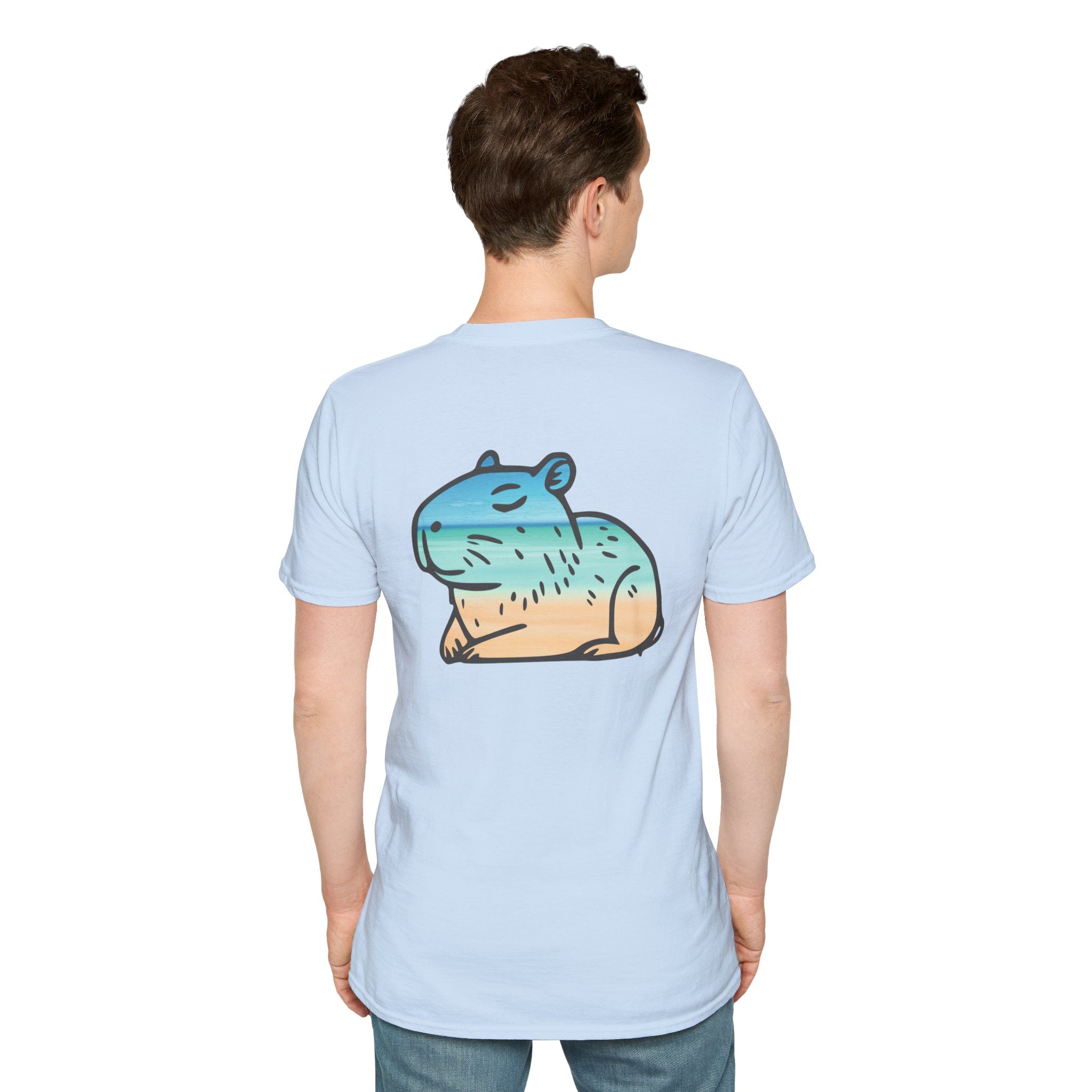 Ocean Chill Capybara Unisex Softstyle T-Shirt - Relaxed Fit Graphic Tee