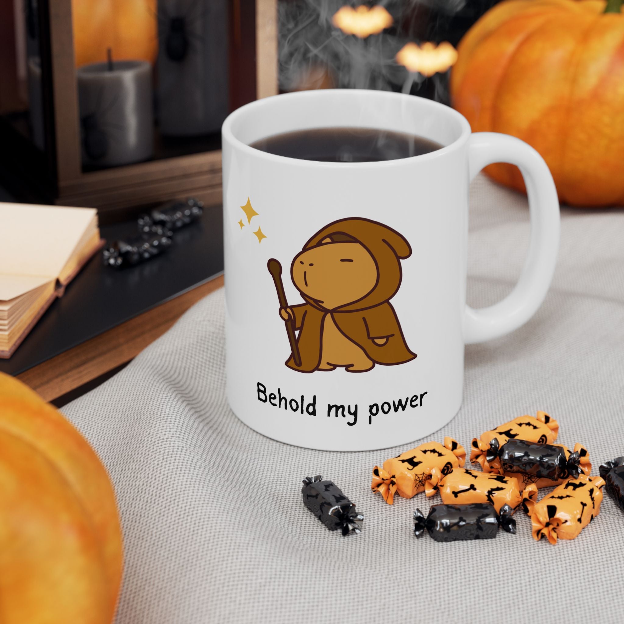 "Behold My Power" Capybara Wizard Coffee Mug
