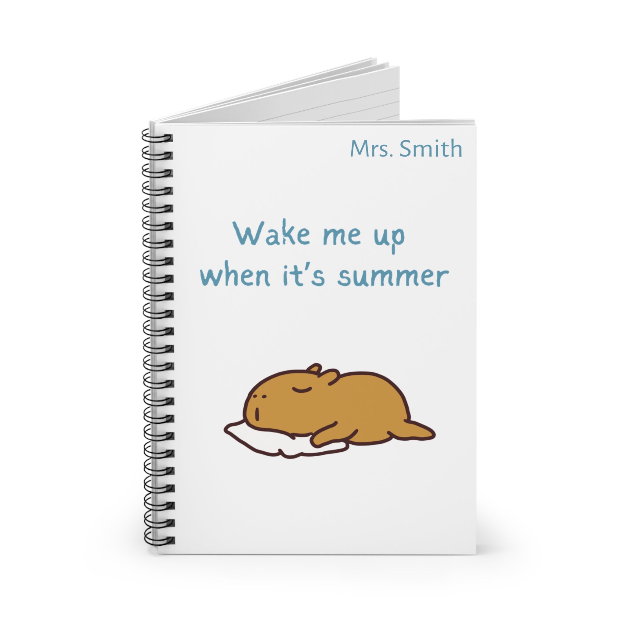 Personalized Teacher Appreciation Notebook – Custom End of Year Teacher Gift – “Wake Me Up When It’s Summer”