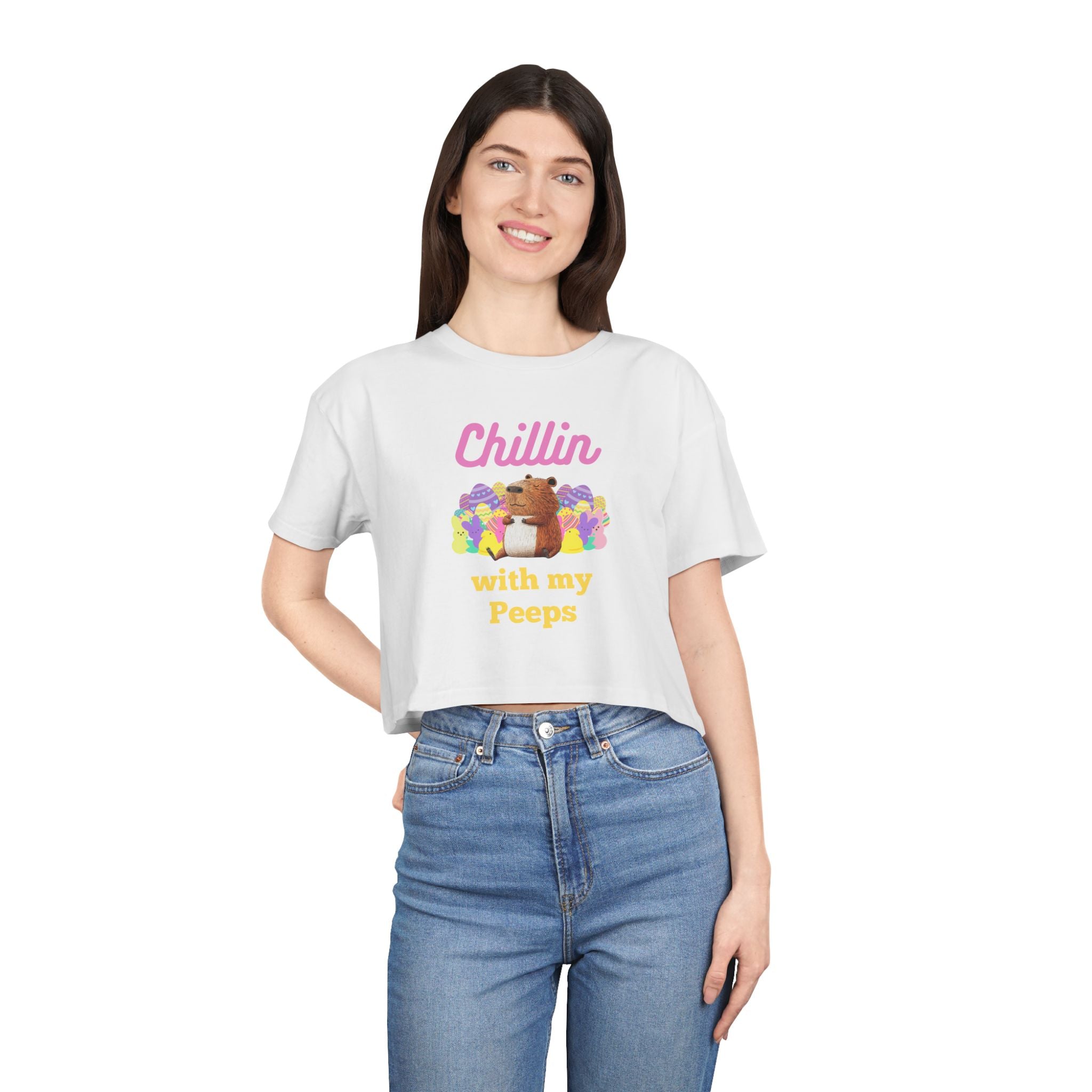 Clip Art Style Chillin' with My Peeps Women's Crop Tee