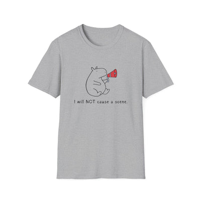 Funny Capybara T-Shirt – “I will NOT cause a scene” Softstyle Tee