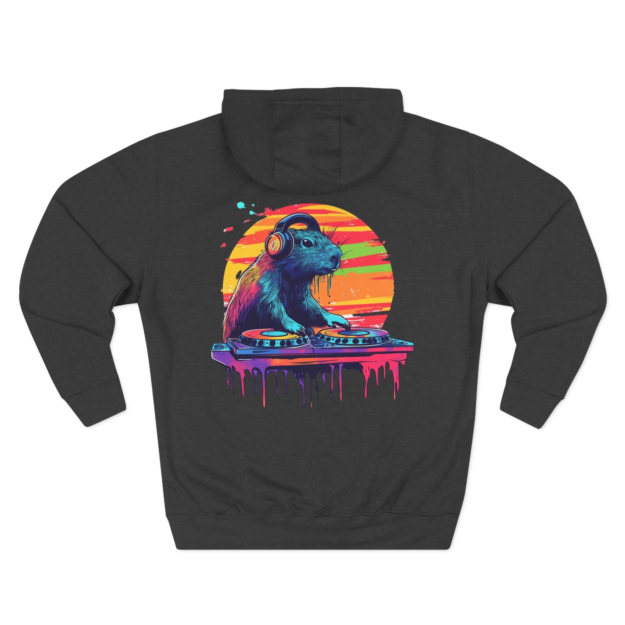 DJ Capybara Hoodie – Lane Seven Premium Fleece – Front Logo + Full Back Print Adult Hoodie