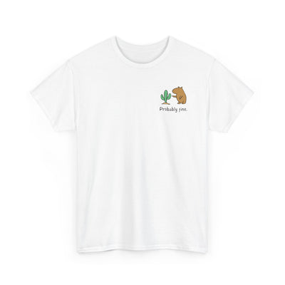 “Probably Fine.” Left Logo Capybara Cactus Heavy Tee