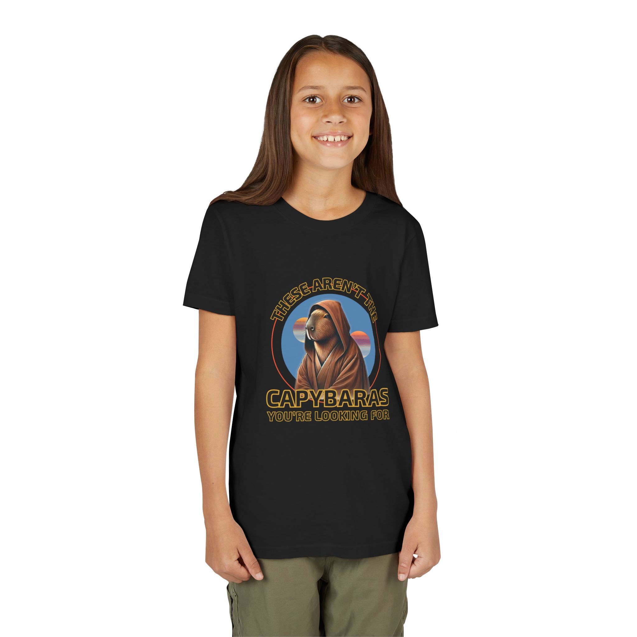 Star Wars Parody Shirt – These Aren’t the Capybaras You’re Looking For – Obi-Wan Capybara Tee – Funny Nerd Gift – Tatooine Suns Sci-Fi Shirt - Youth Unisex Tee
