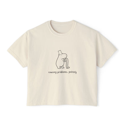 Funny Womens Boxy Tee - Capybara Causing Problems Politely