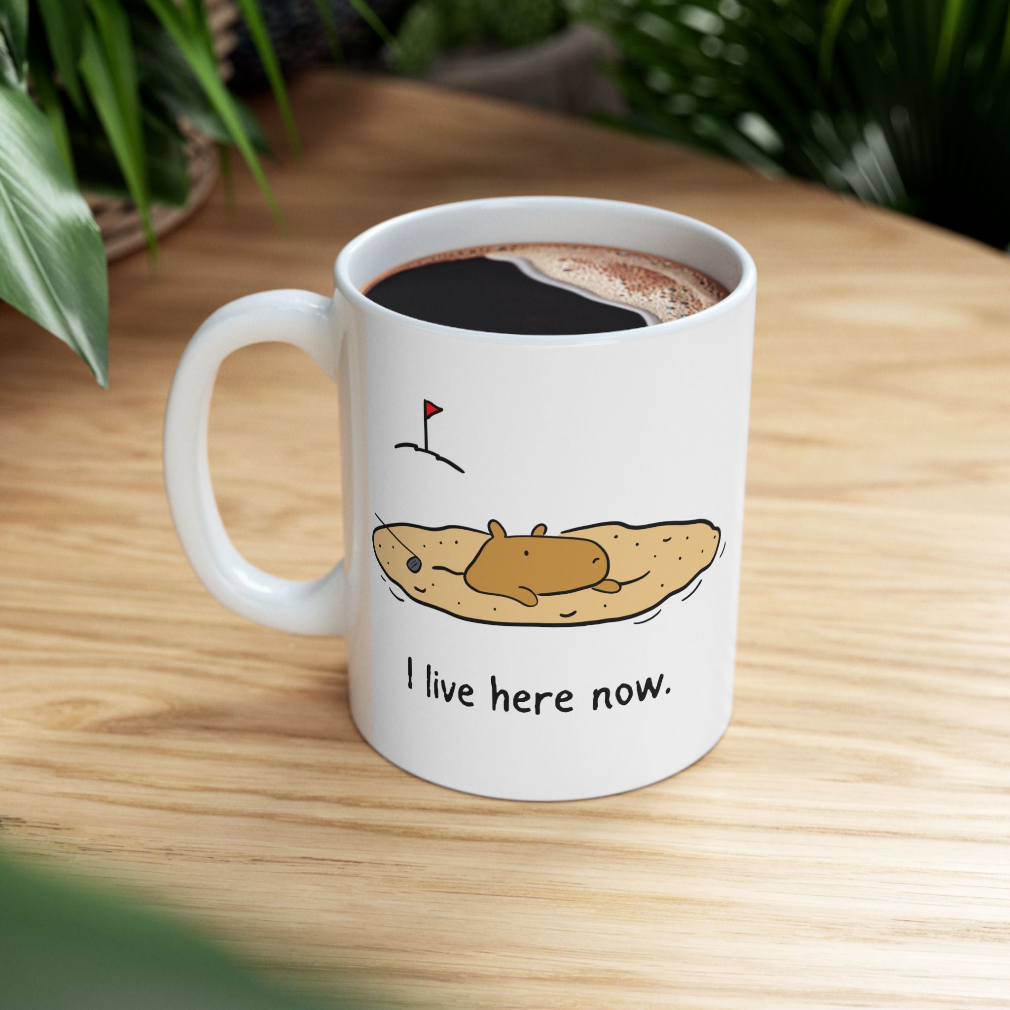 "I live here now" Capybara Bunker Golf Humor Coffee Mug