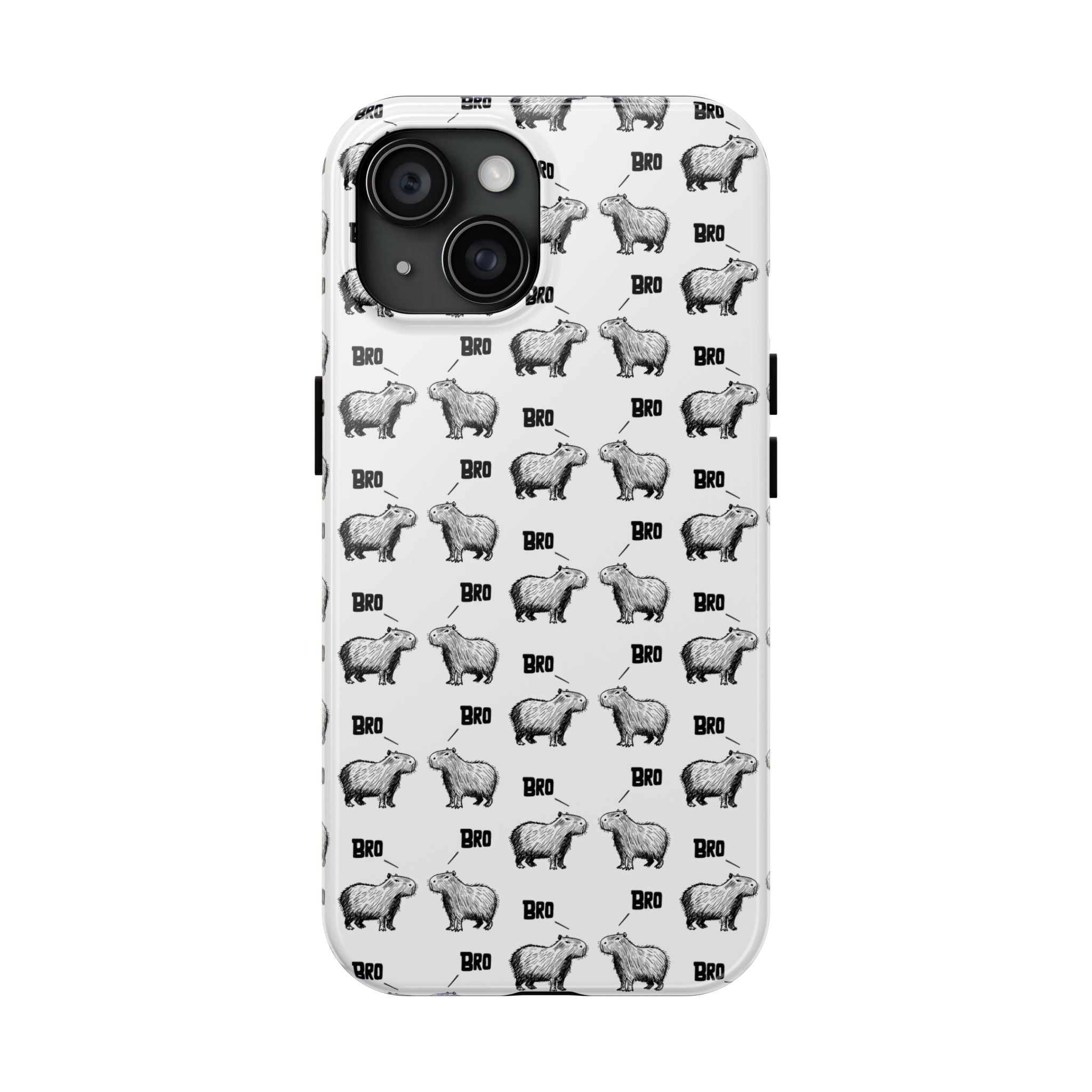 “Bro, Bro" Patterned Funny Capybara Phone Case
