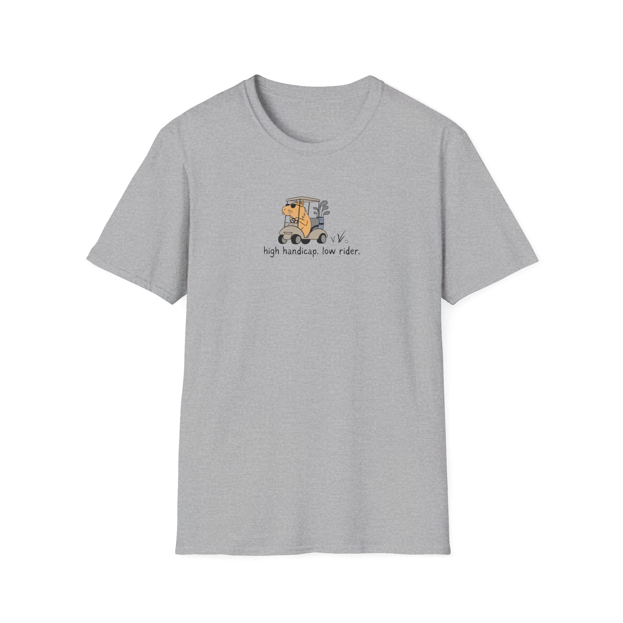 High Handicap. Low Rider. Funny Capybara Softstyle Golf T-Shirt