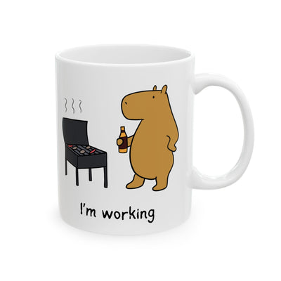 "I'm Working" Capybara Grillmaster Coffee Mug