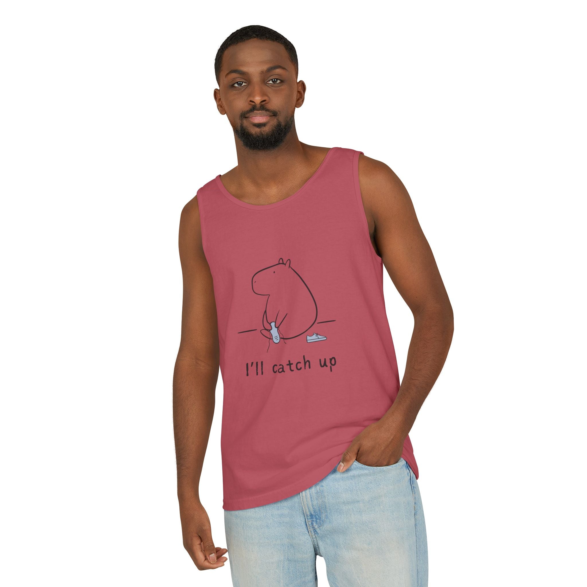 Funny Capybara Tank Top – “I'll Catch Up’” Premium Comfort Colors Tank