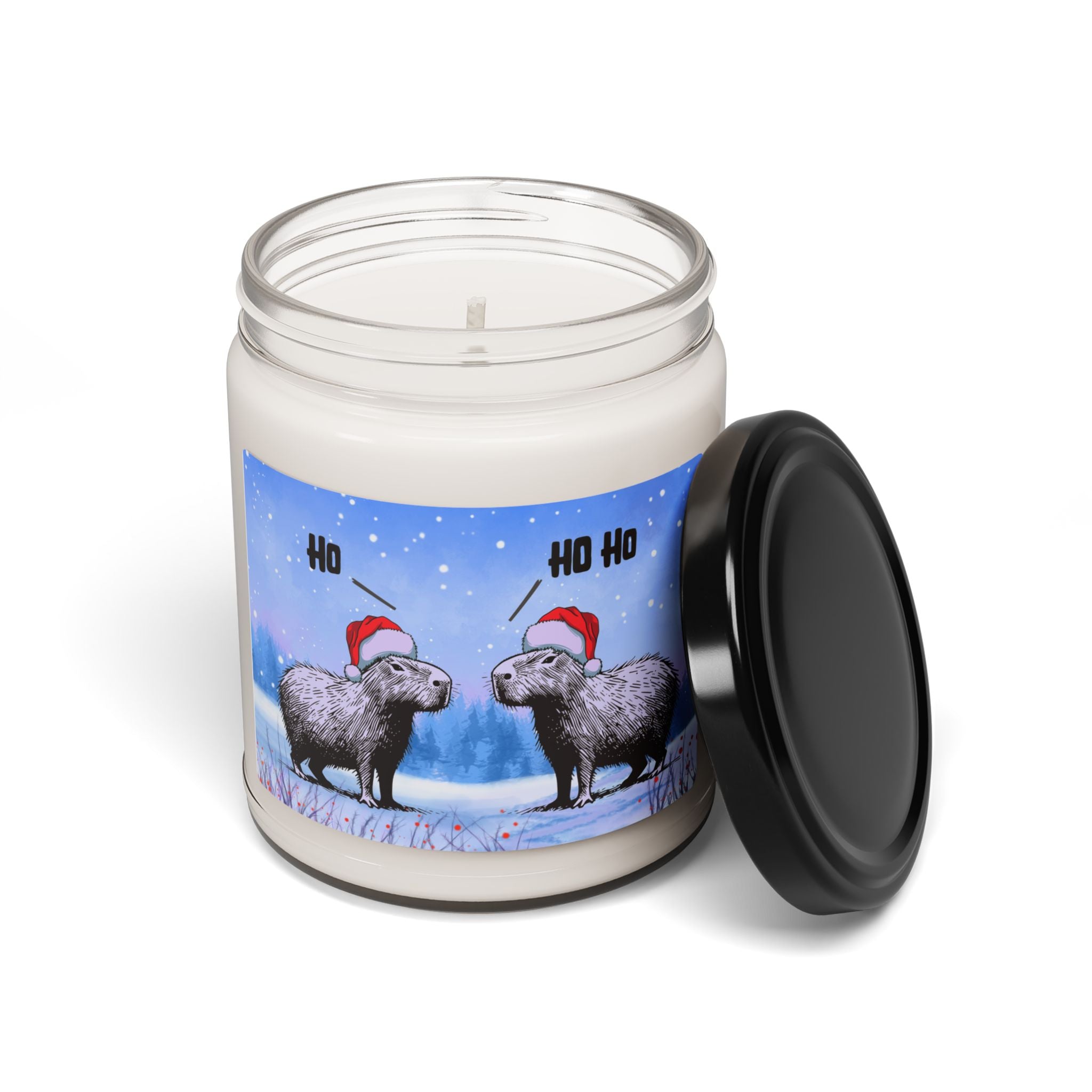 Ho Ho Ho Scented Candle | Funny Capybara Christmas Candle for Cozy Holiday Vibes
