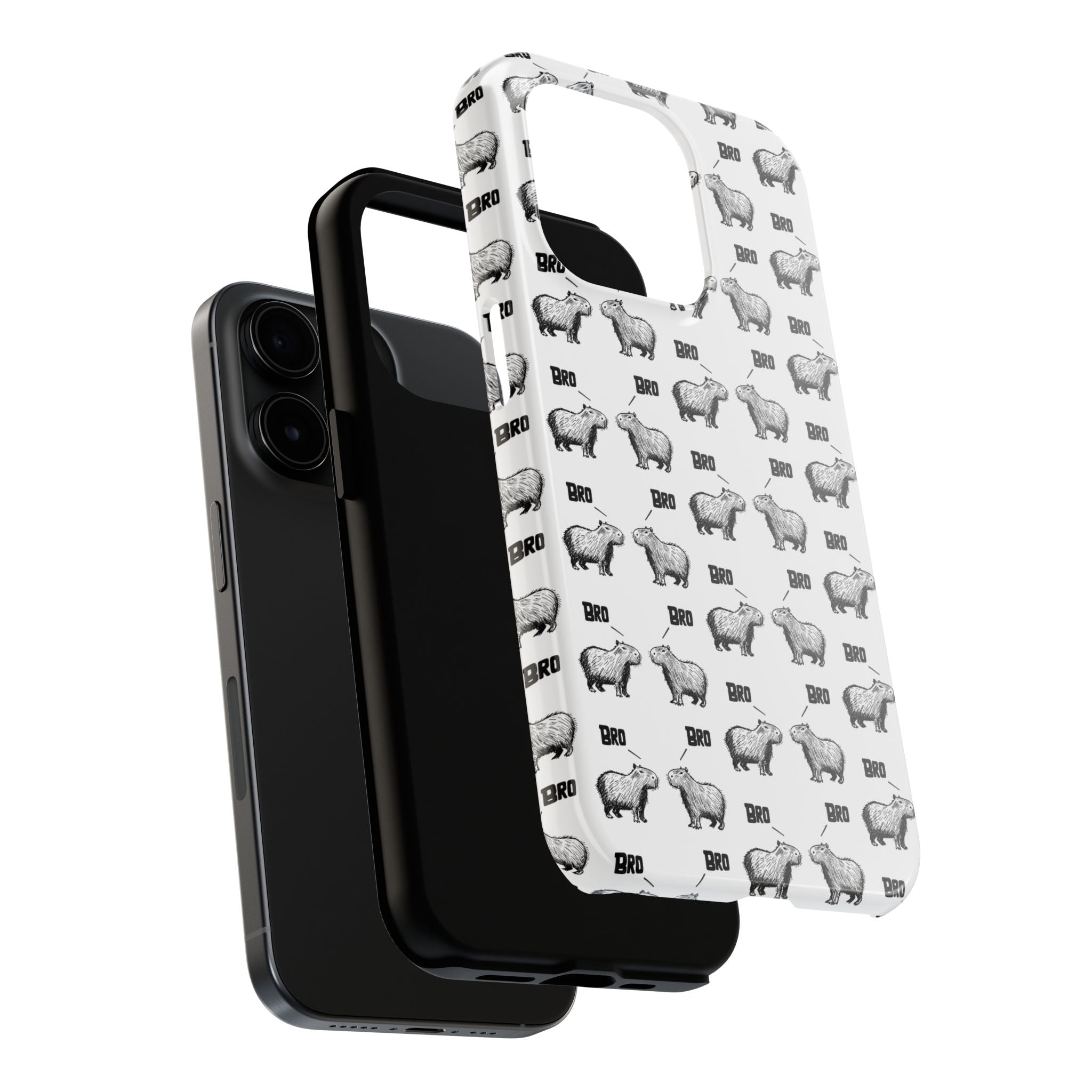 “Bro, Bro" Patterned Funny Capybara Phone Case
