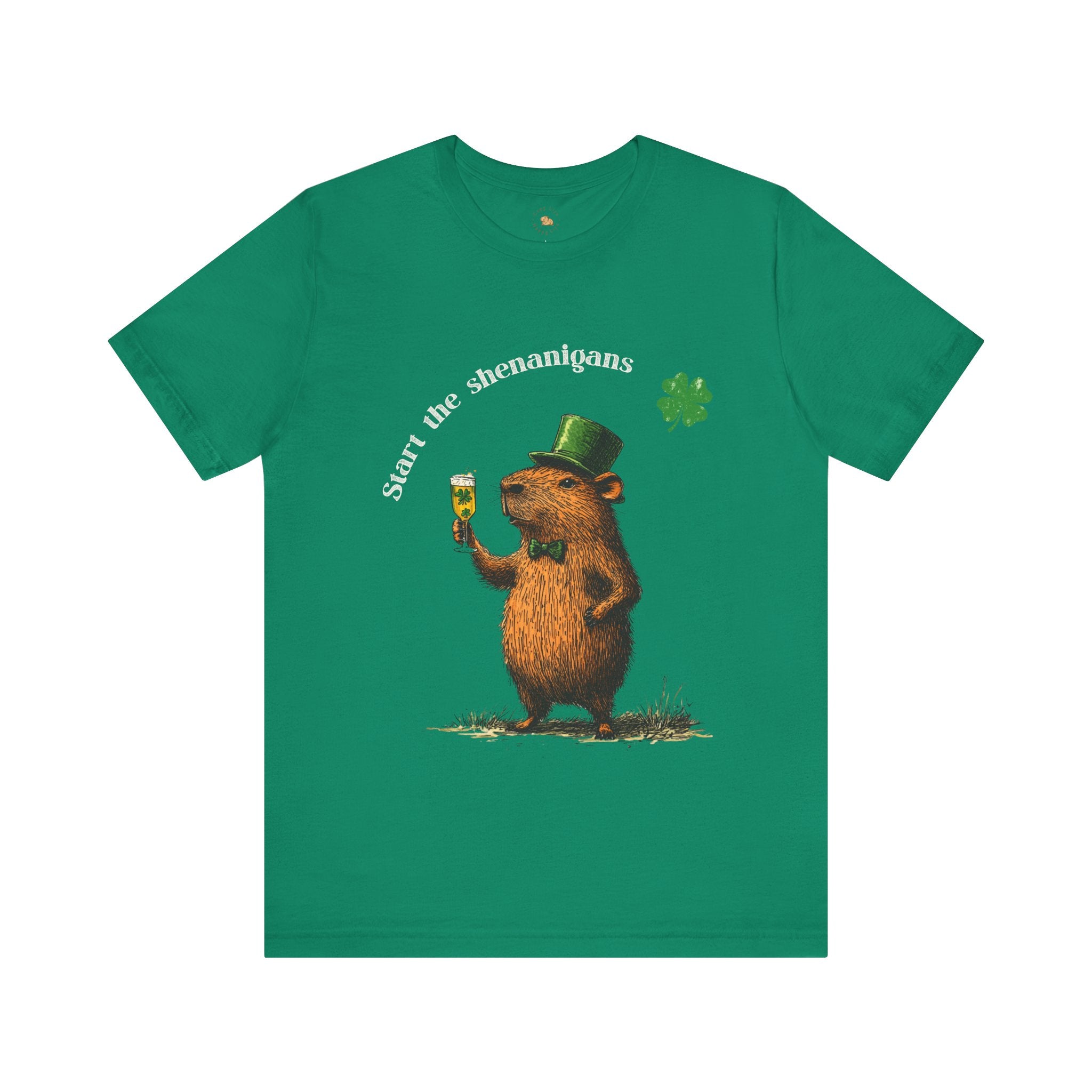 St Patrick's Day Luck Start the Shenanigans Tee -  Dapper Capybara Unisex Jersey Short Sleeve Shirt