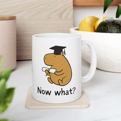 "Now what?” Capybara Graduation Aftermath Coffee Mug
